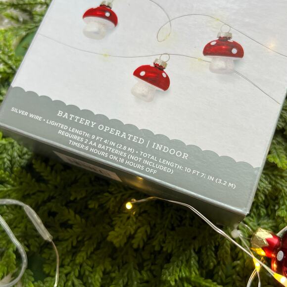 Mushroom Dewdrop Lights LED Red Warm White String Timer Battery Operated - Picture 5 of 9